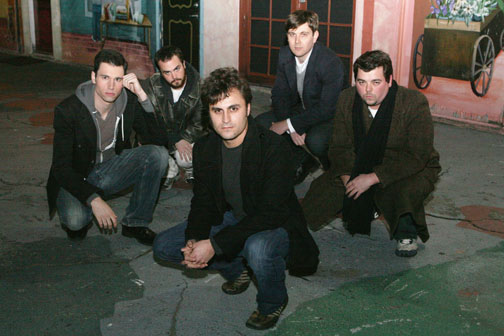 Porters of Hellsgate production team members (from left): Alex Parker, Gus Krieger, Charles Pasternak, Nick Neidorf and Thomas Bigley.